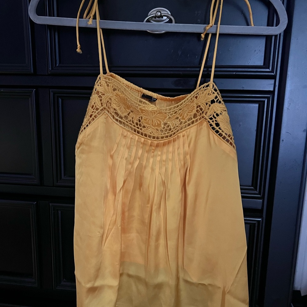 NWOT Express Yellow Lace Trim Women's Top